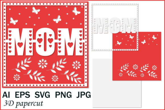 Mom SVG Cut File, Shadow Box, Papercut Graphics for Crafts
